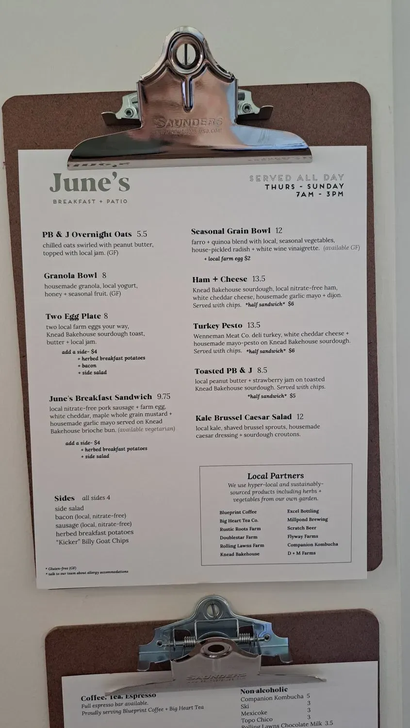 June's Breakfast + Patio Menu - Updated November 2025