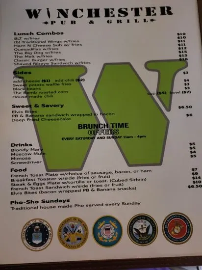 Winchester Pub and Grill Menu | Abilene, TX | Checkle