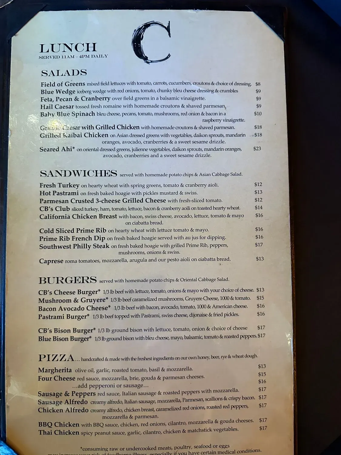 ChaBones Menu - Updated November 2025