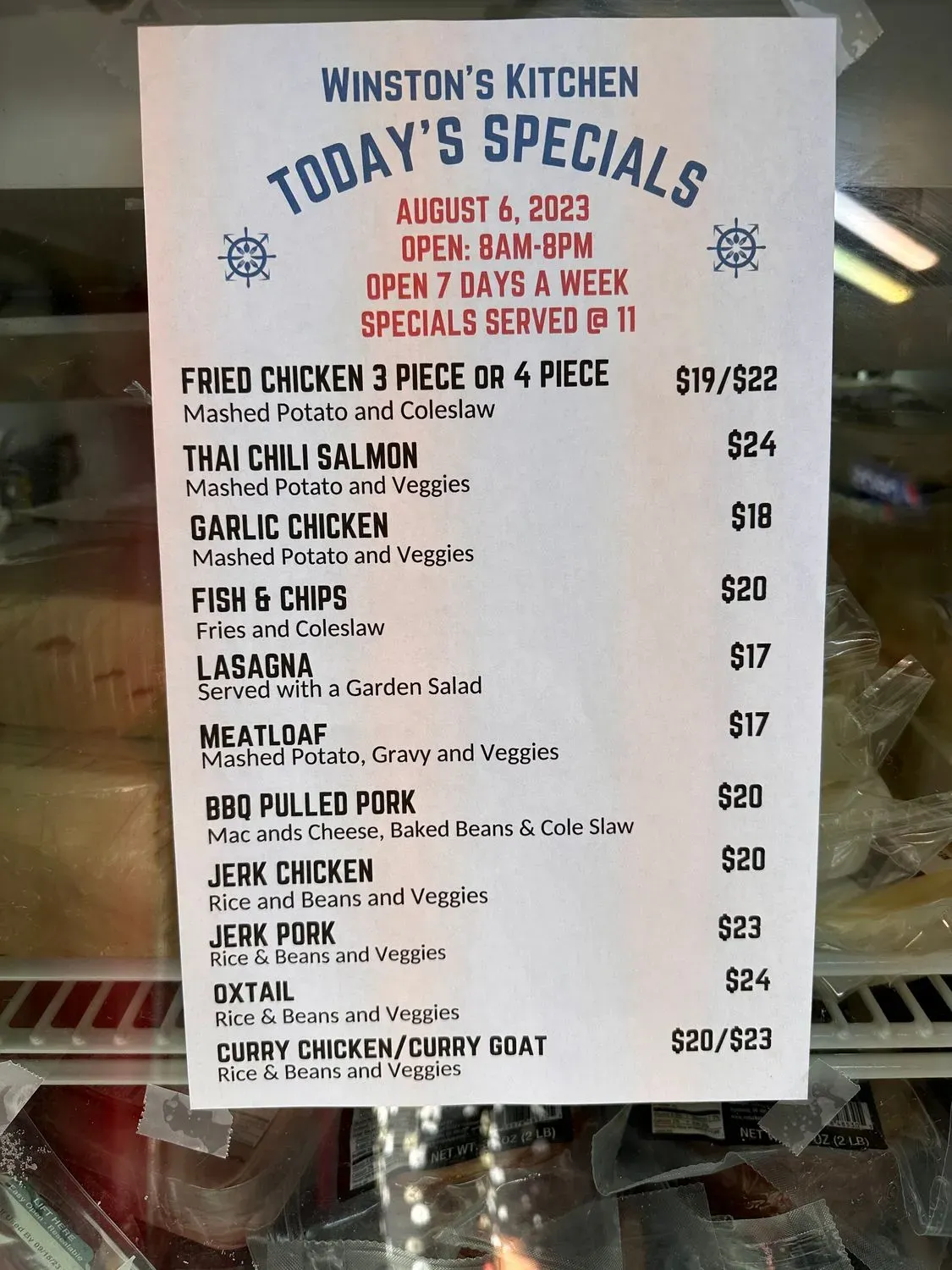 Winston’s Kitchen Menu - Updated November 2025