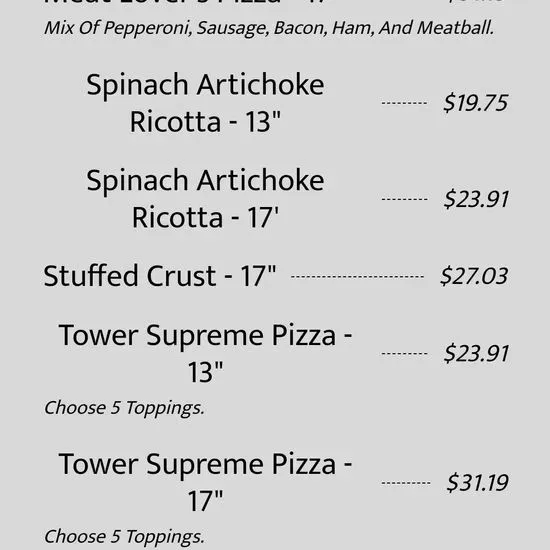 Leaning Tower of Dansville Menu | Dansville, NY | Checkle