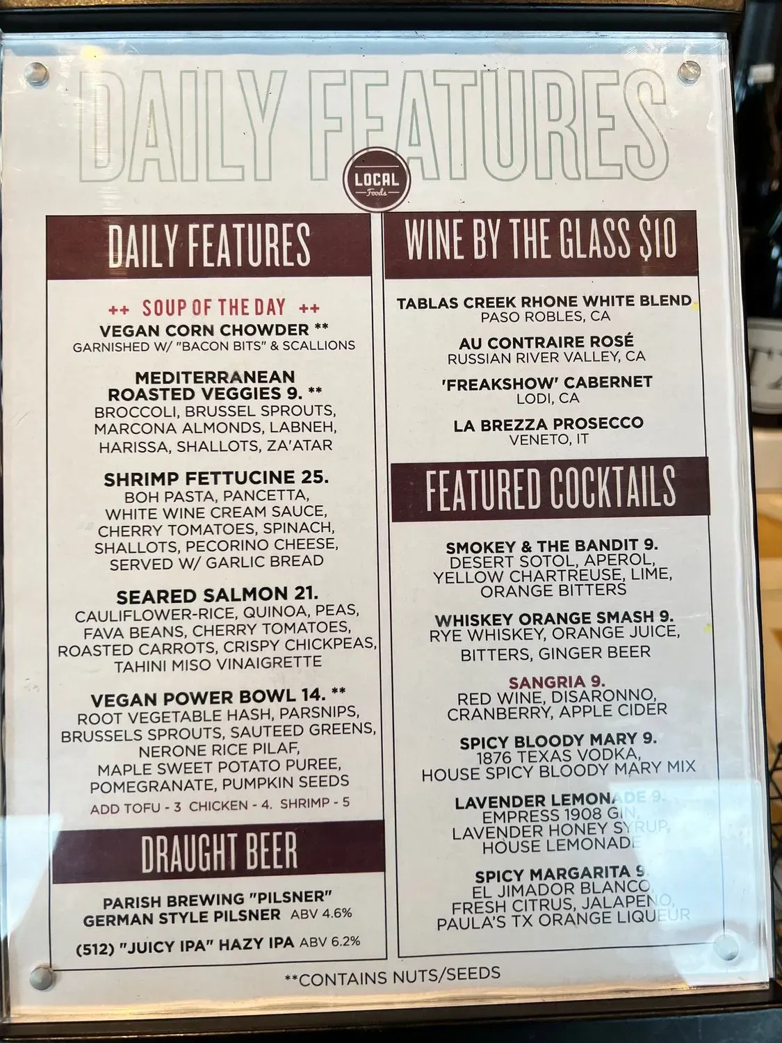 Local Foods - The Heights Menu - Updated October 2025
