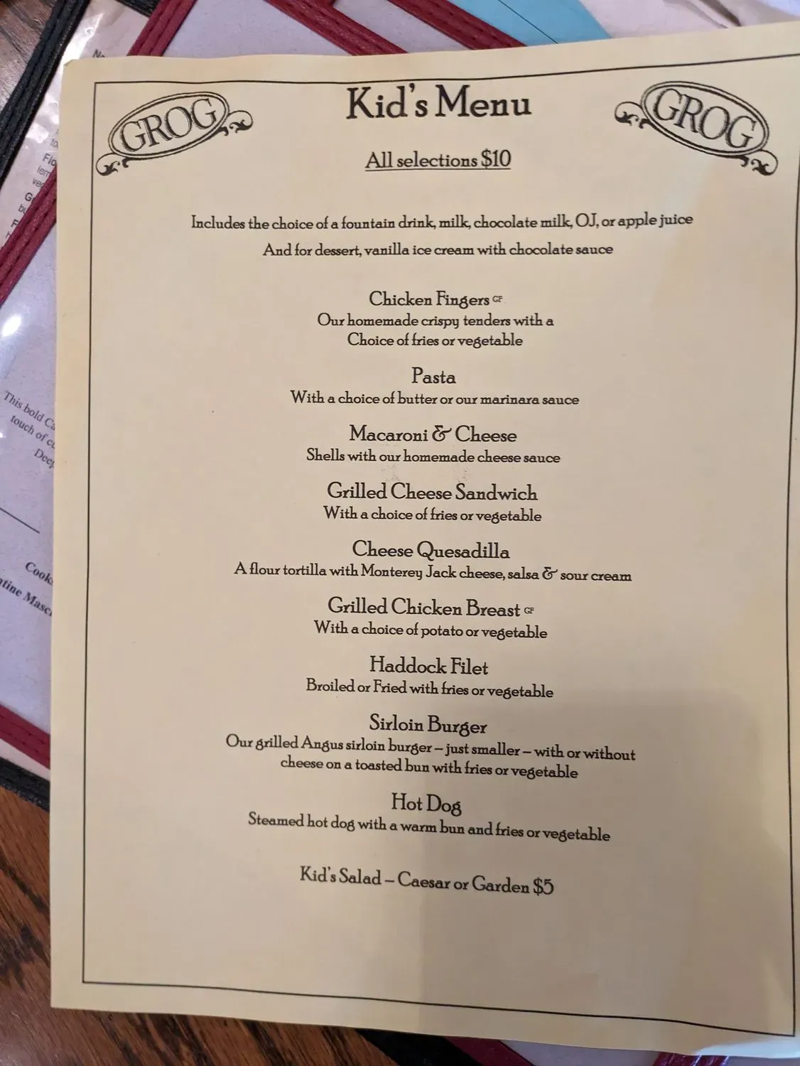 The Grog Restaurant Menu - Updated November 2025