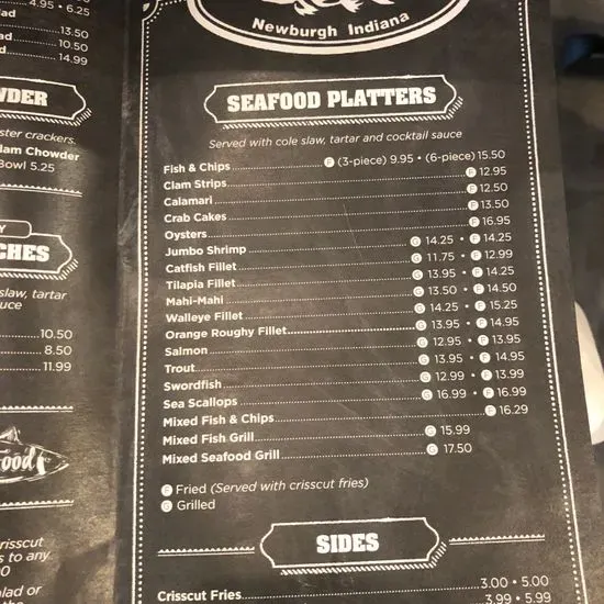 The Tin Fish Menu Newburgh, IN Checkle