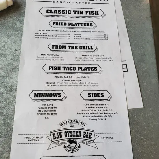 The Tin Fish Menu Newburgh, IN Checkle
