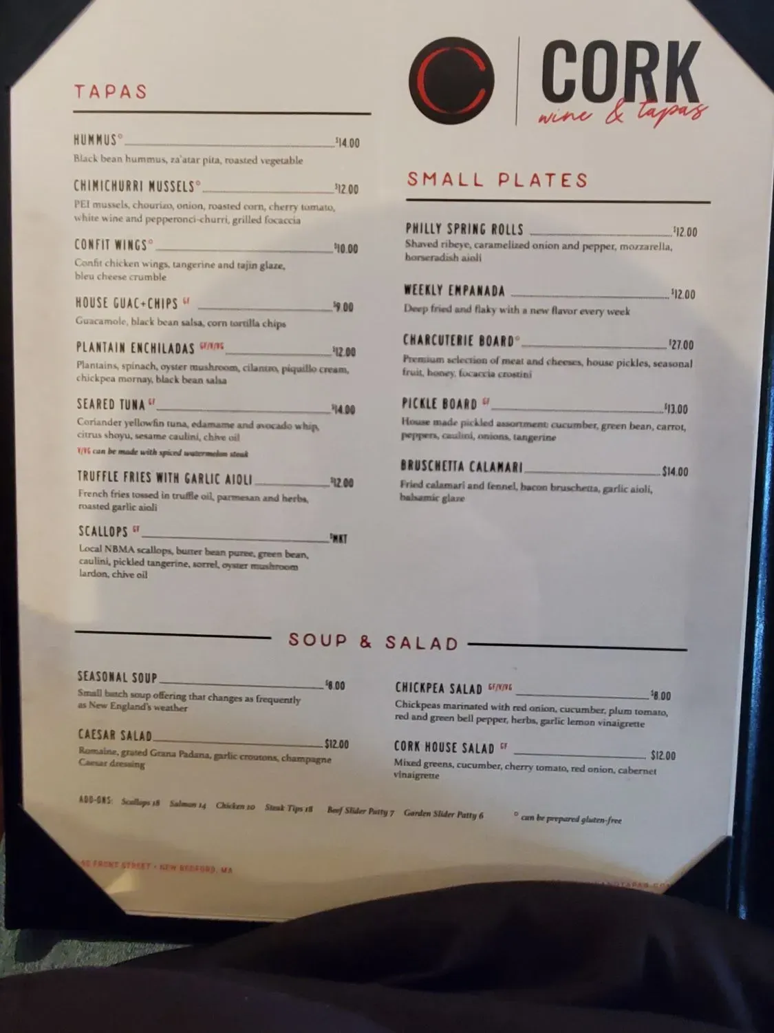 Cork Wine and Tapas Menu - Updated November 2025
