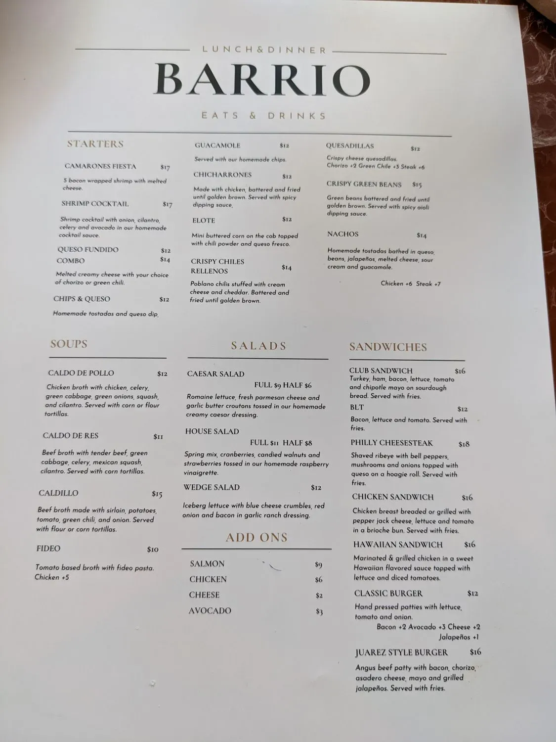 Menu 1