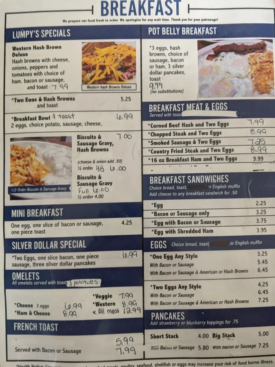 Lumpy's Restaurant Menu - Updated November 2025