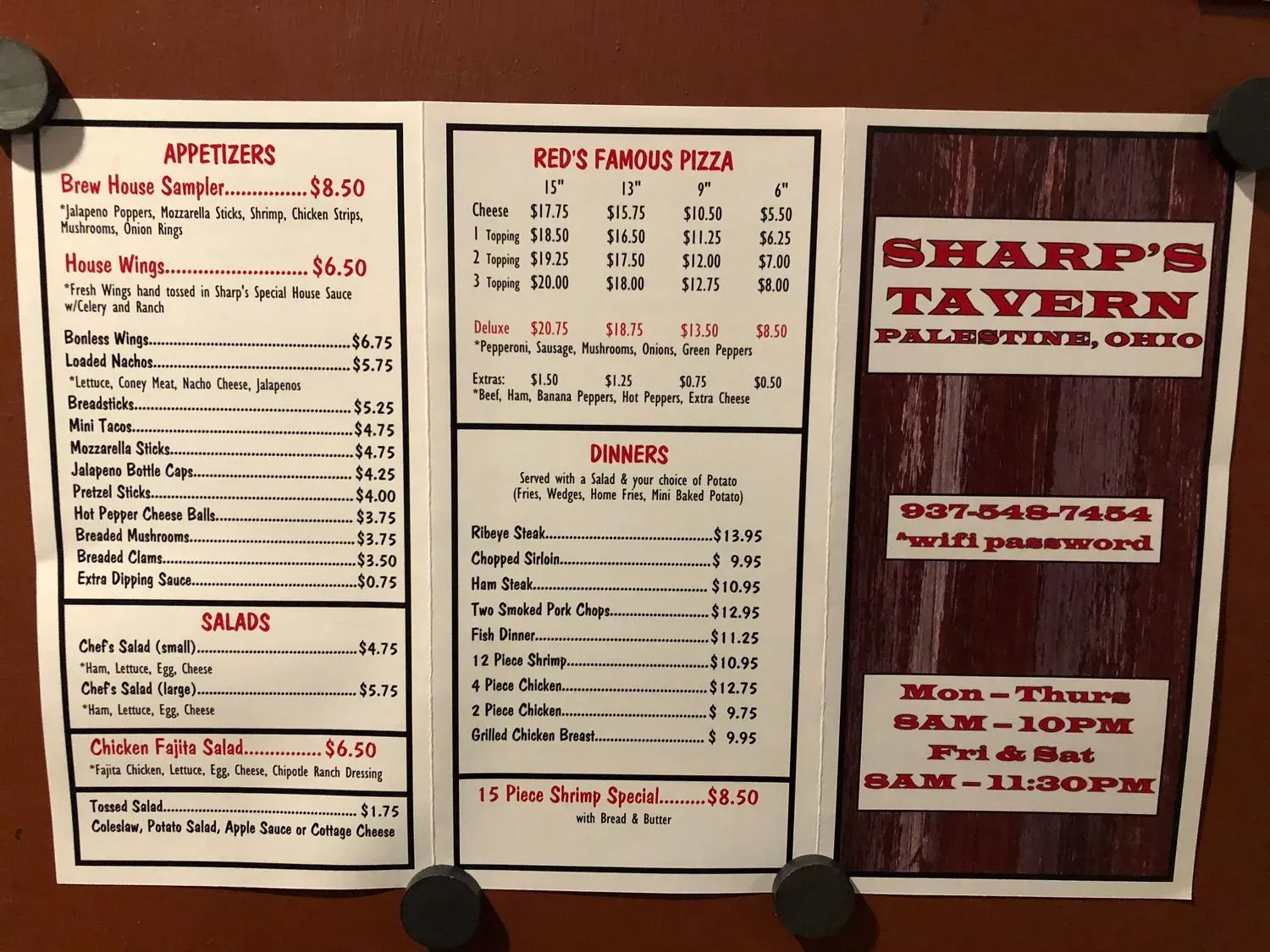 Sharp's Tavern Menu - Updated November 2025