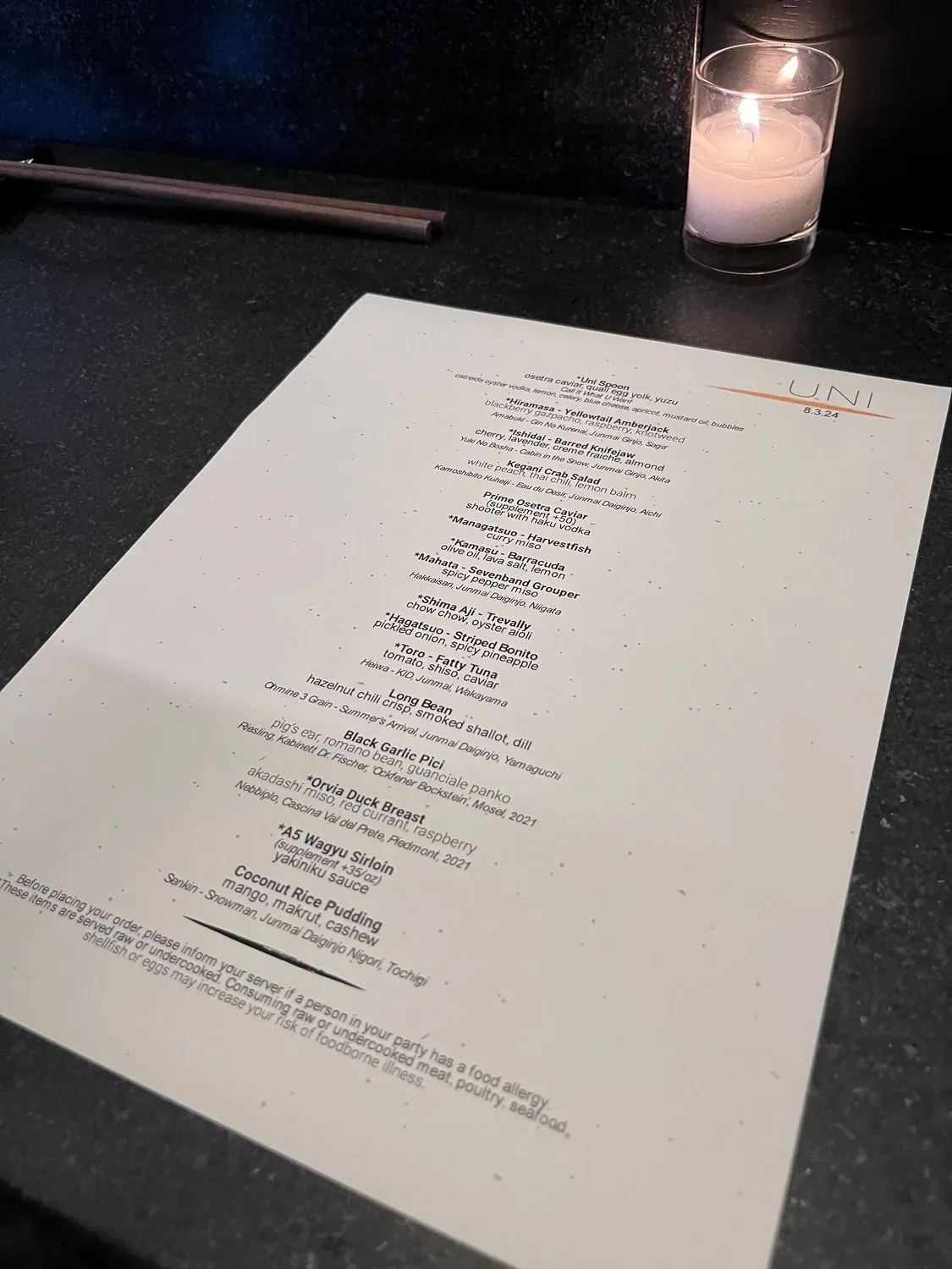 Uni Menu - Updated November 2025