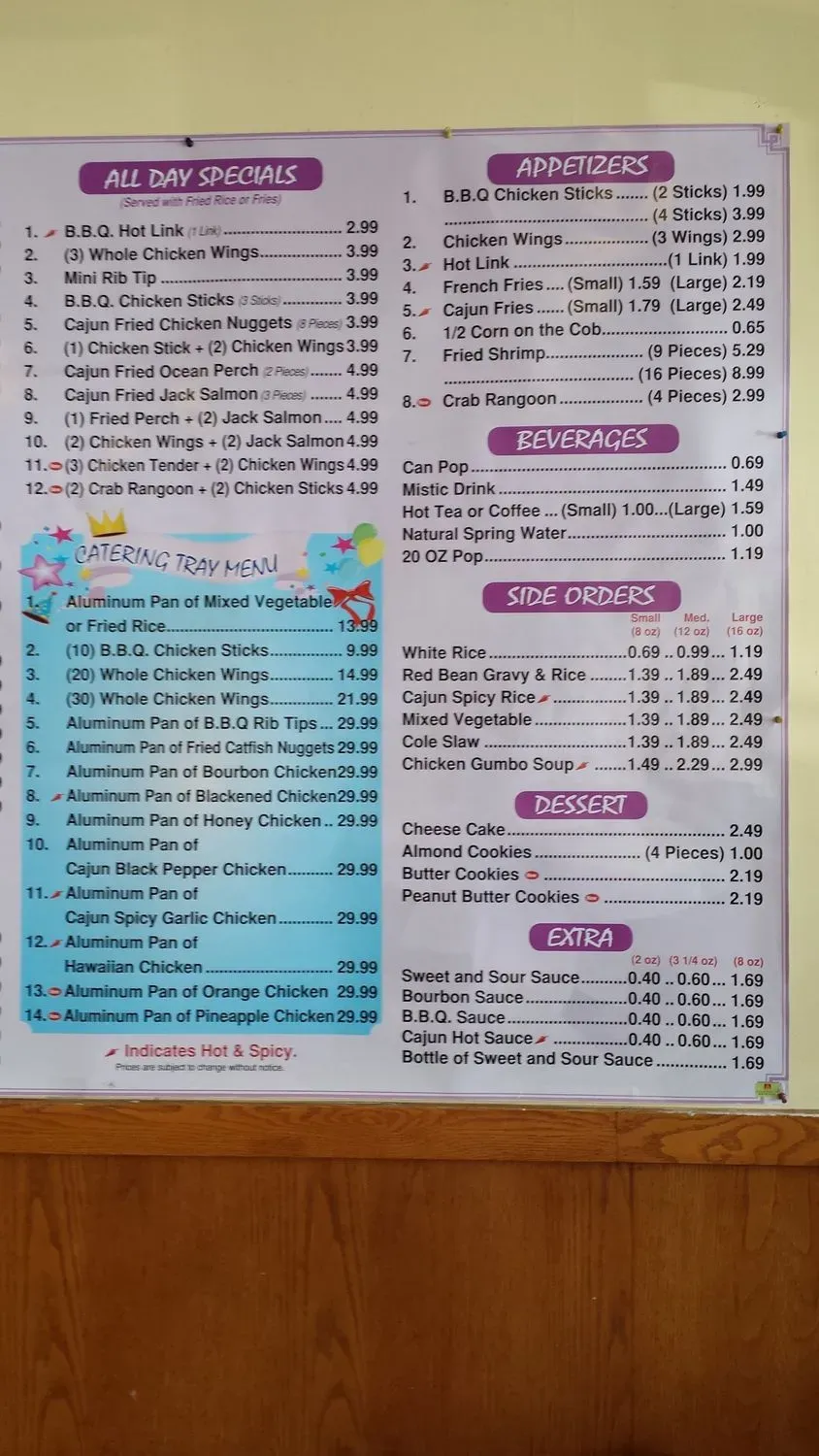 Wayne's BBQ & Cajun Menu - Updated November 2025
