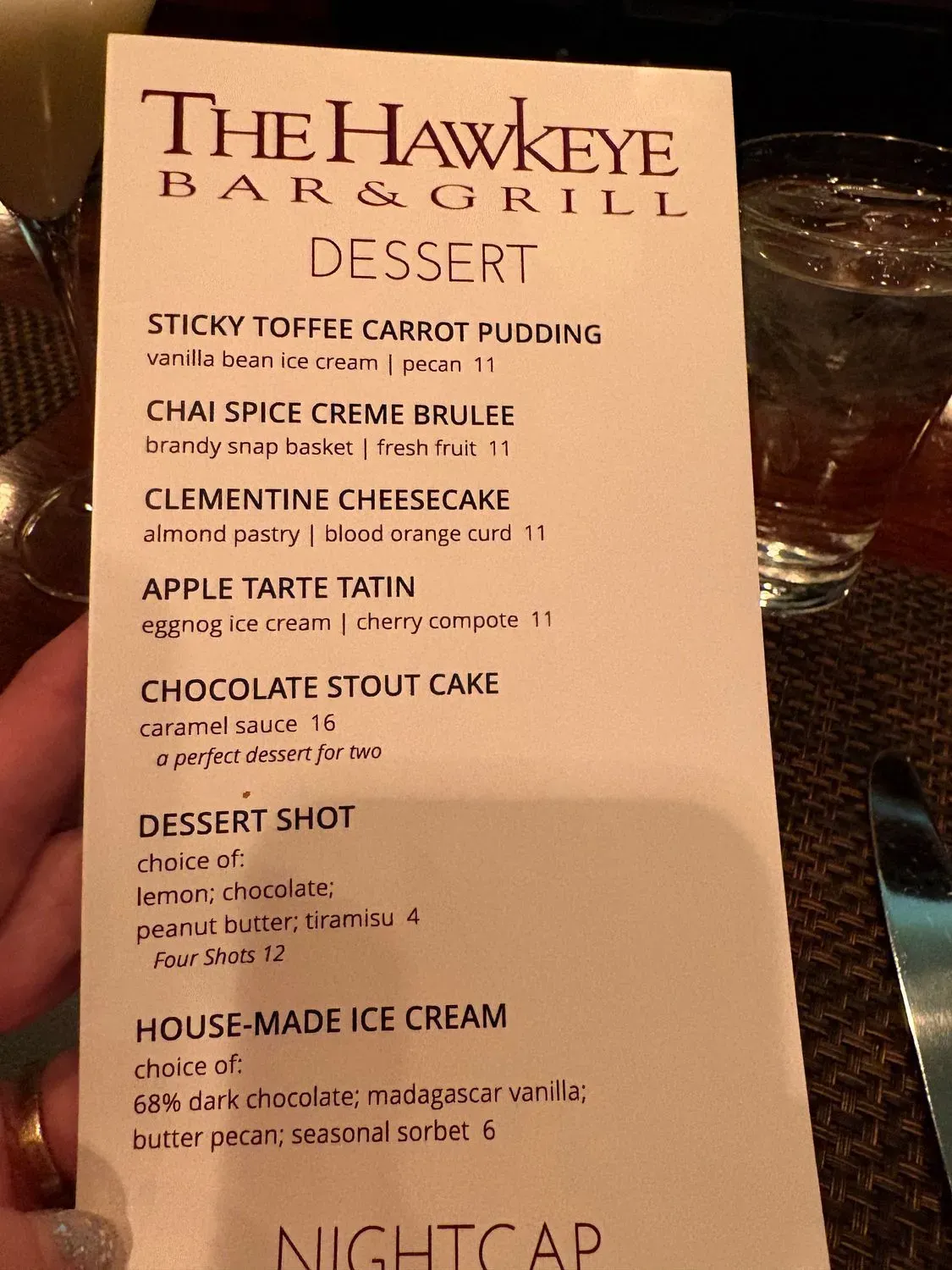 Hawkeye Bar & Grill Menu - Updated November 2025