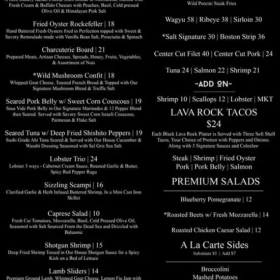 Salt Restaurant Menu | Muscle Shoals, AL | Checkle