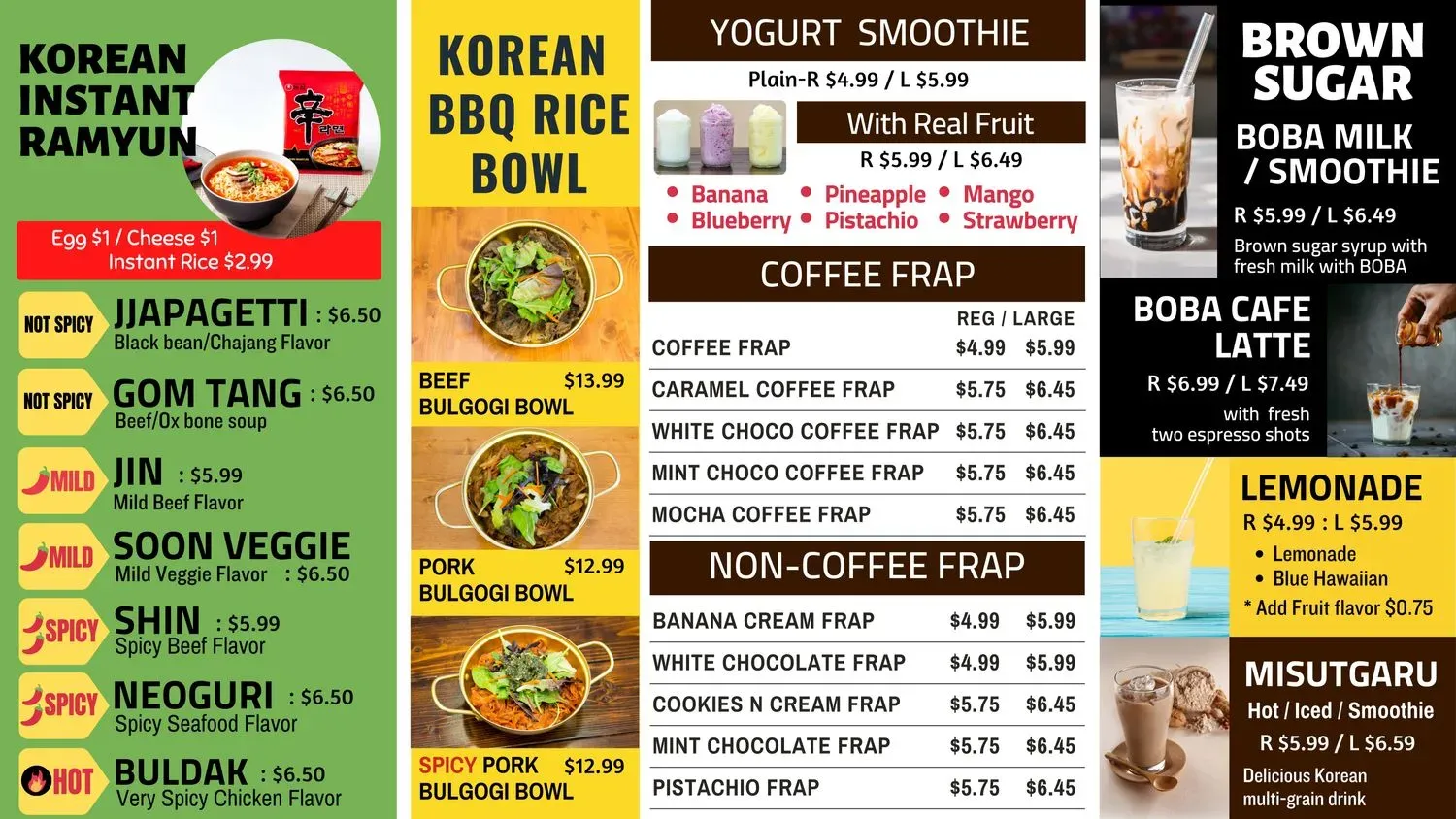 The Bloom Coffee Roasters-Rancier and Korean Street Eats Menu - Updated ...