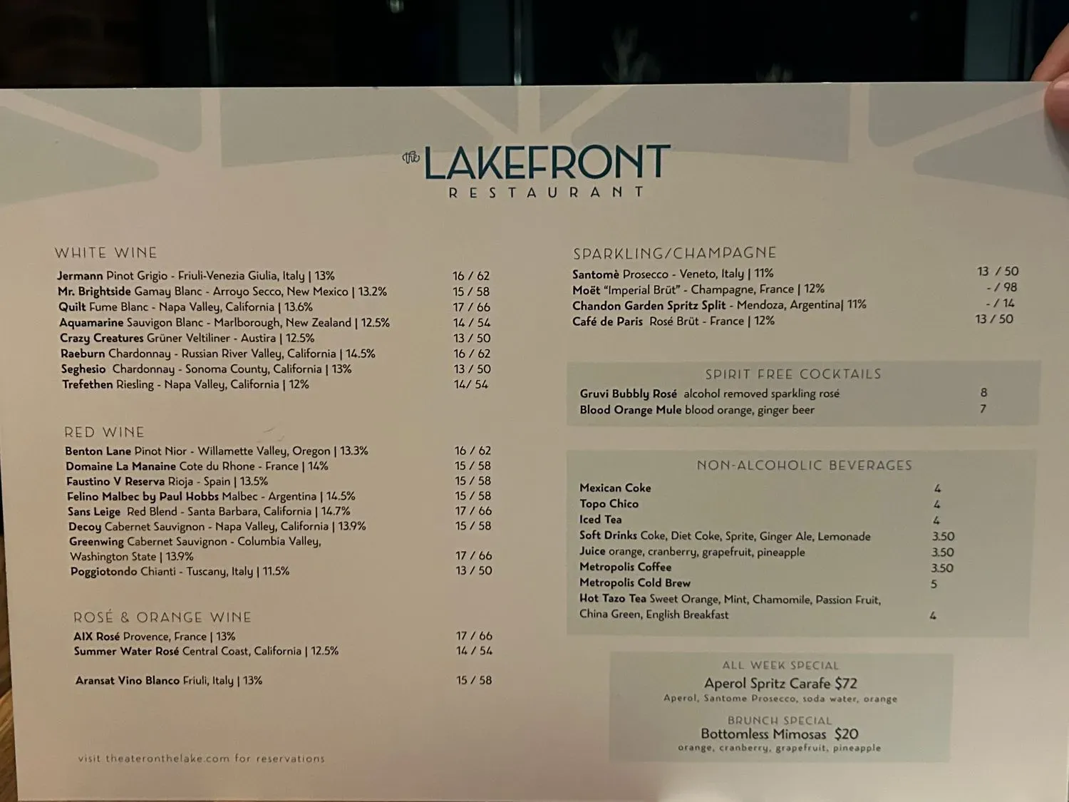The Lakefront Restaurant at Theater on the Lake Menu - Updated November ...