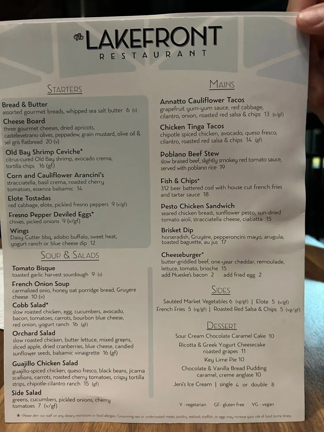 The Lakefront Restaurant at Theater on the Lake Menu - Updated November ...