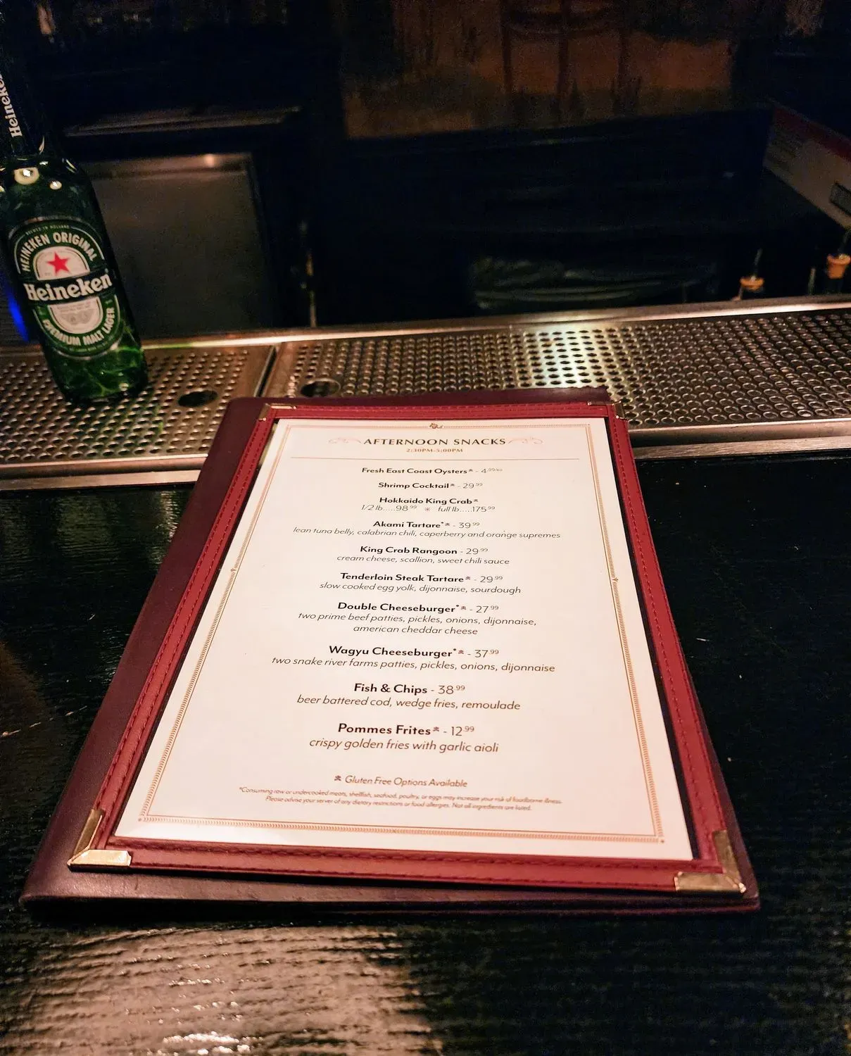 Monkey Bar Menu - Updated November 2025
