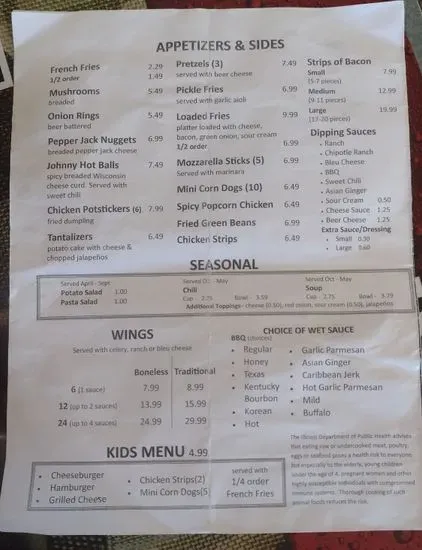 Snappers Bar & Grill Menu | Clinton, IL | Checkle