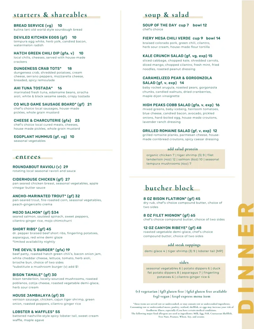 Devil's Kitchen Menu - Updated November 2025