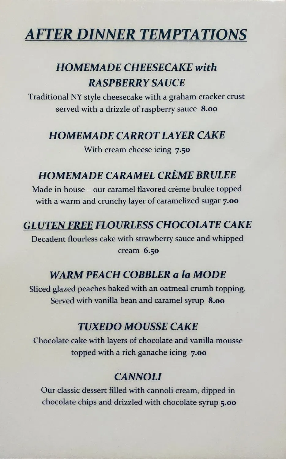 Red White and Brew Menu - Updated November 2025