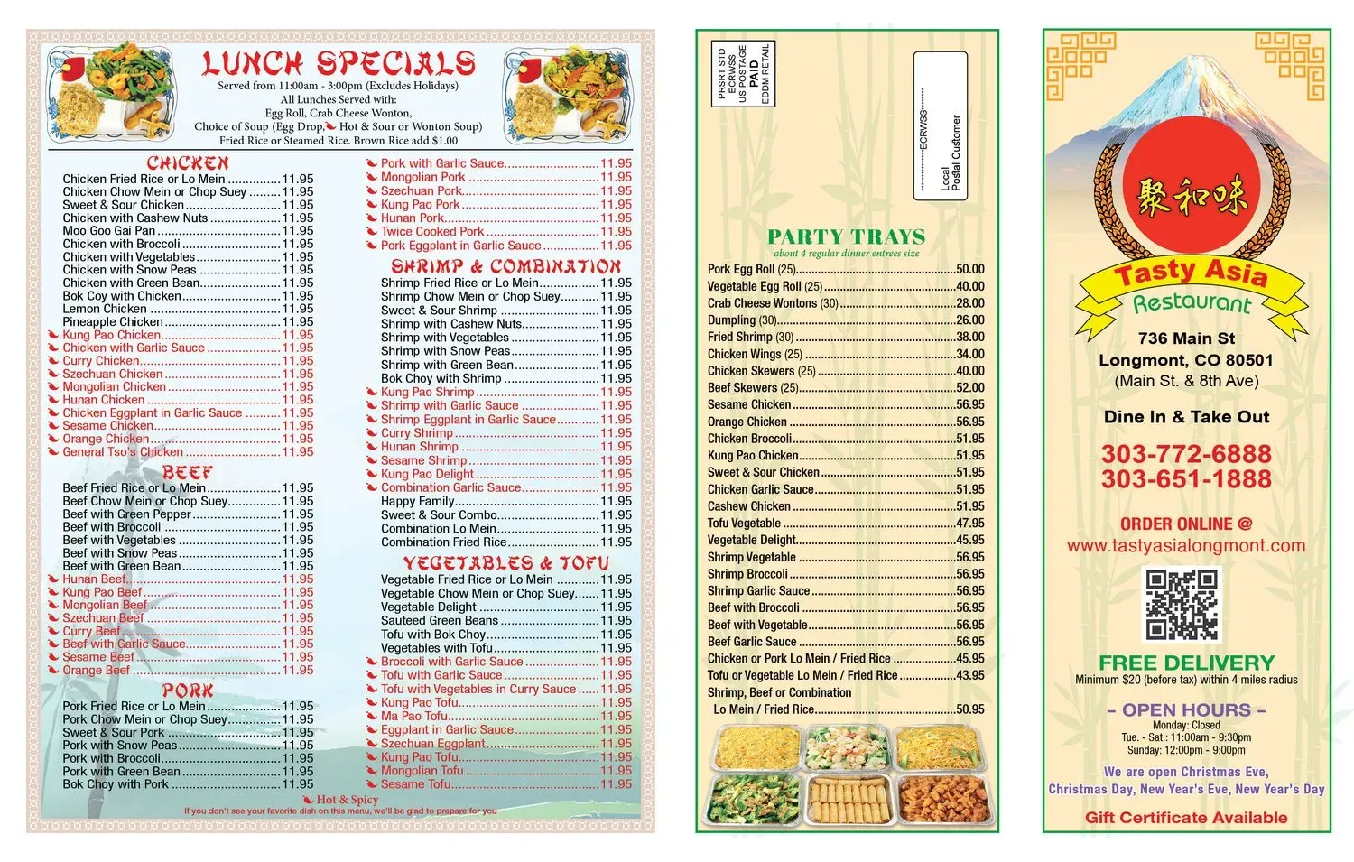 Tasty Asia Menu - Updated November 2025