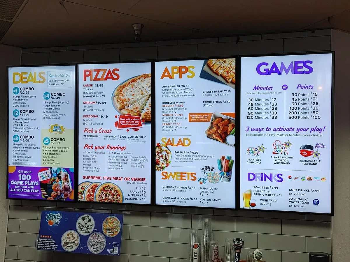 Chuck E. Cheese Menu Davenport, IA Checkle