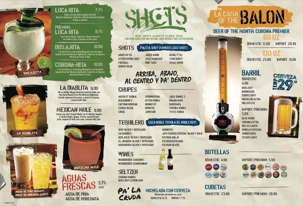 Ojos Locos Sports Cantina - Metro Menu | Phoenix, AZ | Checkle