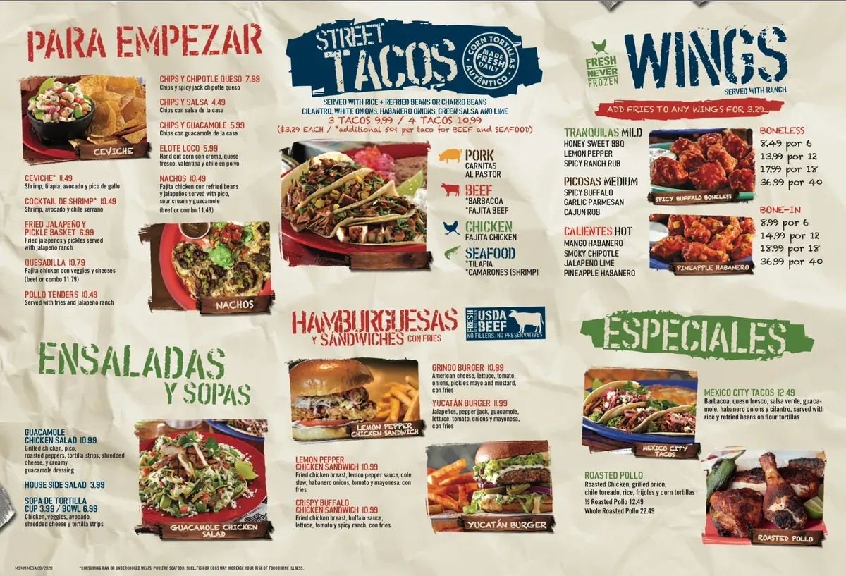 Ojos Locos Sports Cantina - Metro Menu | Phoenix, AZ | Checkle