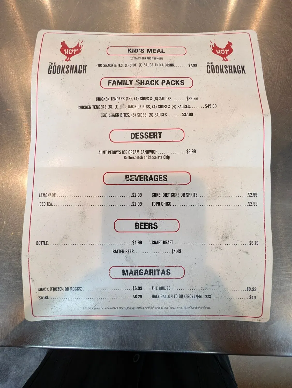 The Cookshack Menu - Updated November 2025