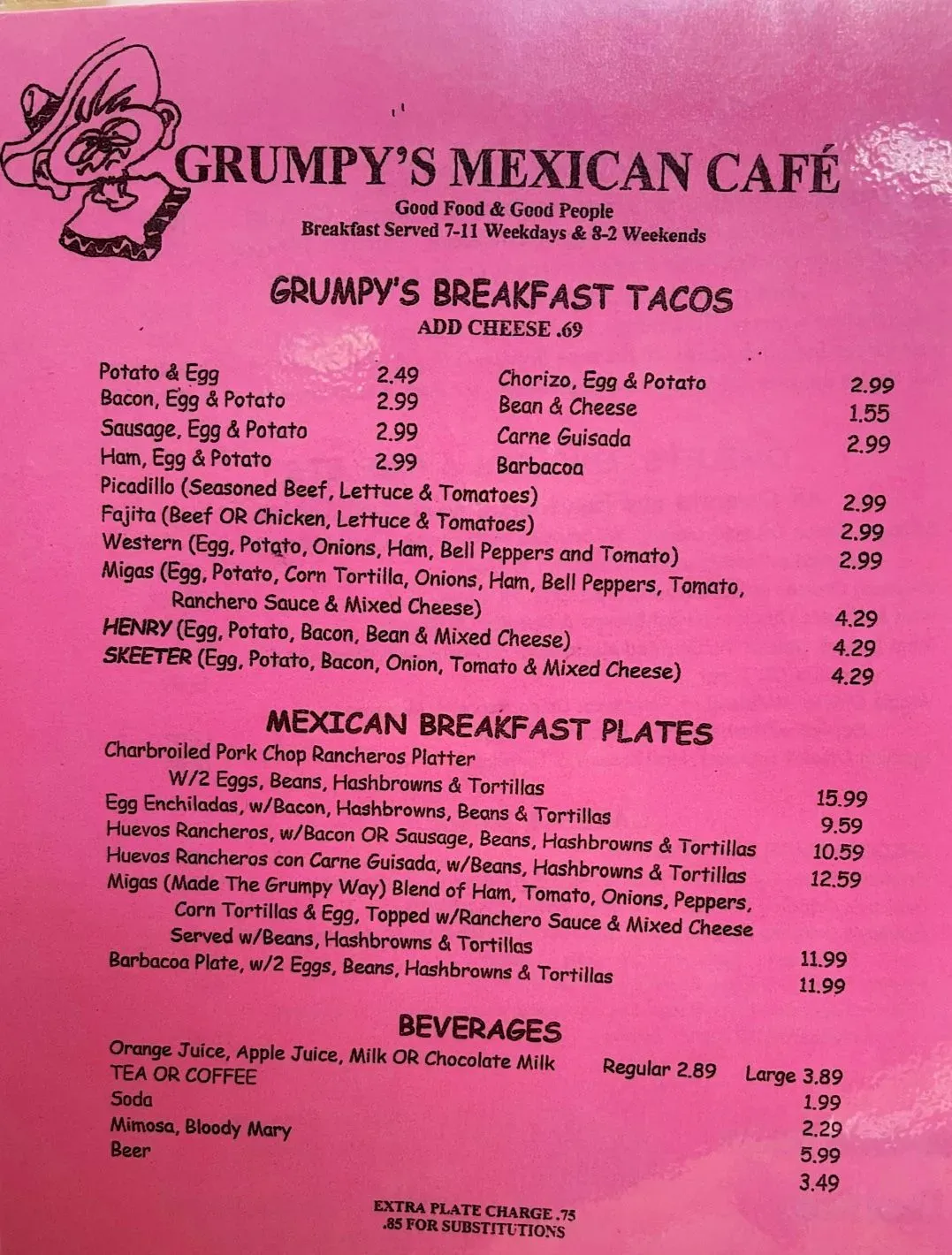 Grumpy's Mexican Cafe Menu - Updated November 2025
