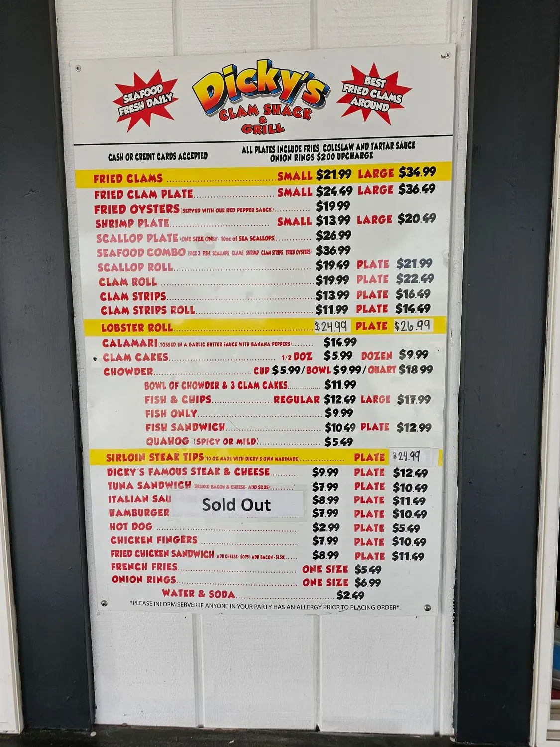 Dicky's Clam Shack Menu - Updated November 2025
