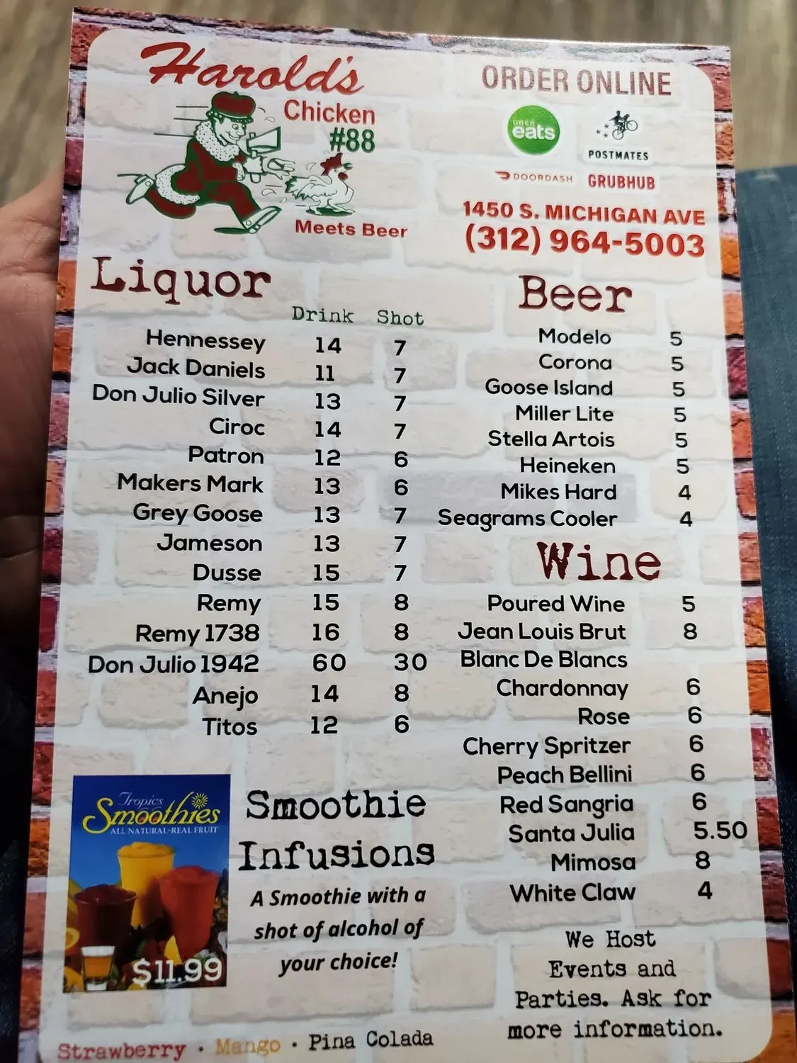 Harold’s Chicken #88 Meets Beer Menu - Updated November 2025