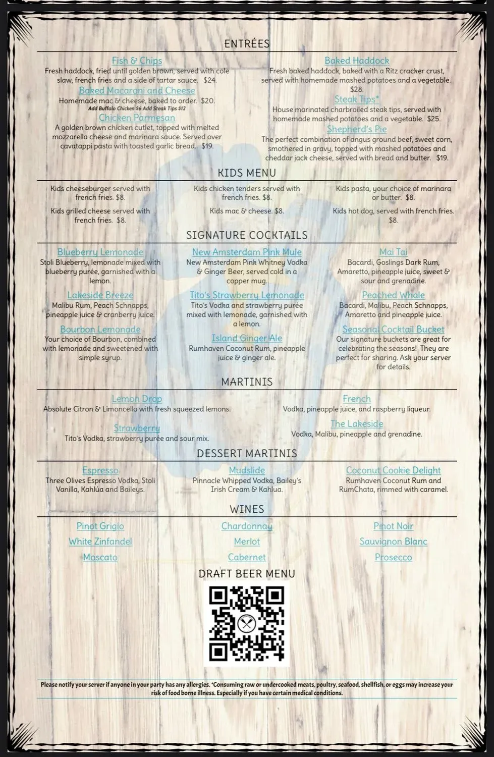 The Draft House Lakeside Bar & Grille Menu - Updated October 2025