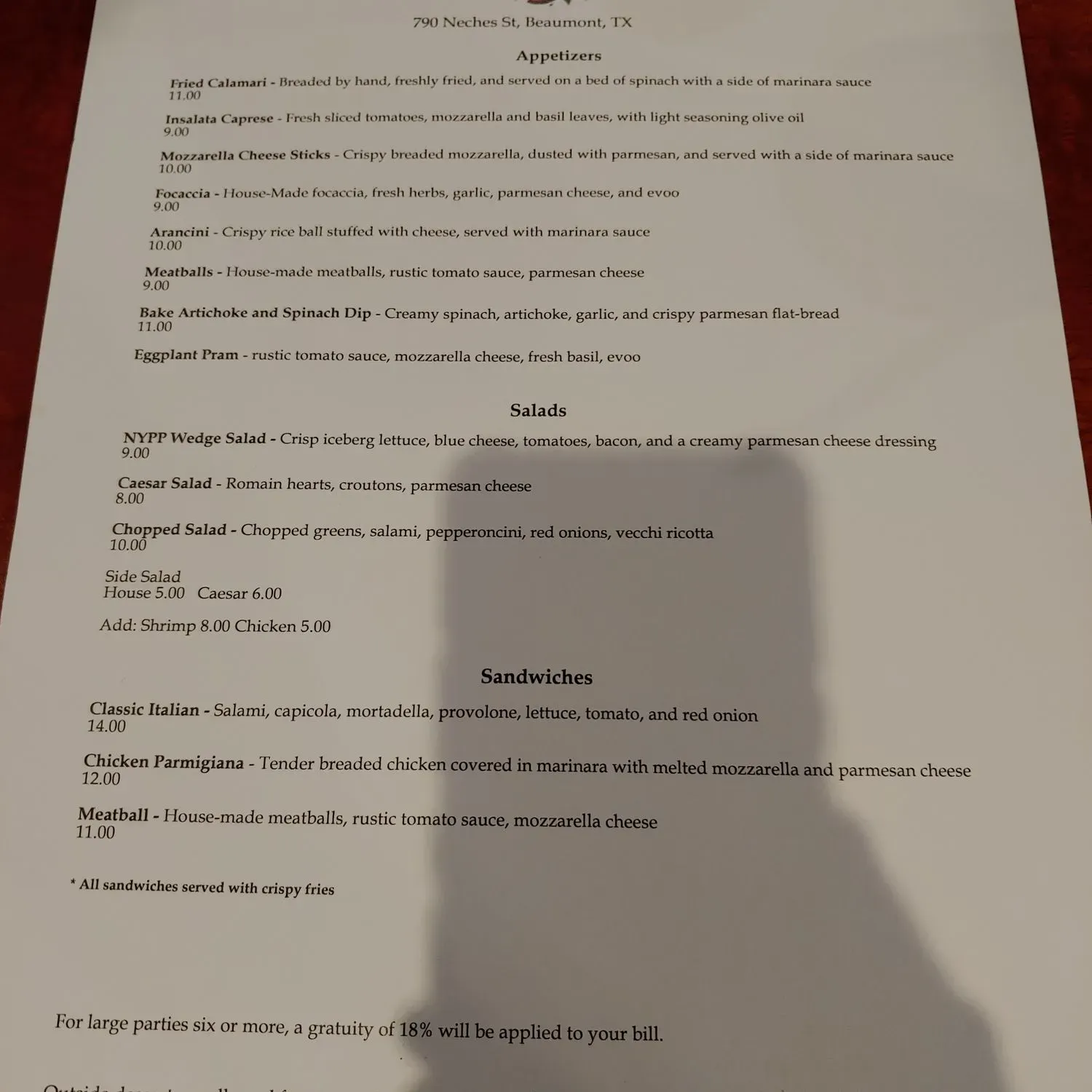 Menu 1