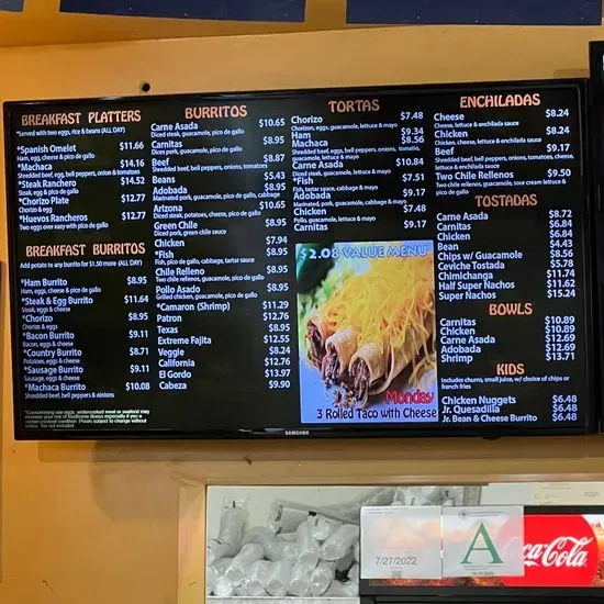 Filiberto's Mexican Food Menu | Queen Creek, AZ | Checkle