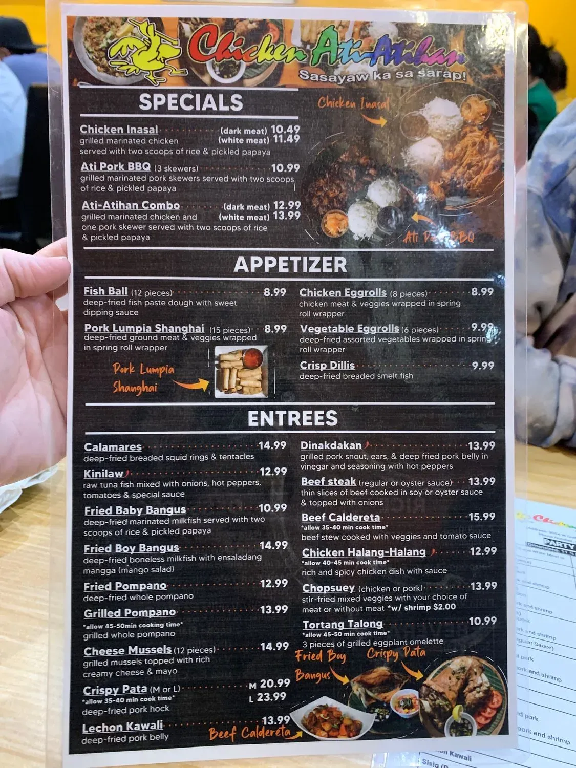 Chicken ati atihan filipino grill restaurant menu niles il checkle