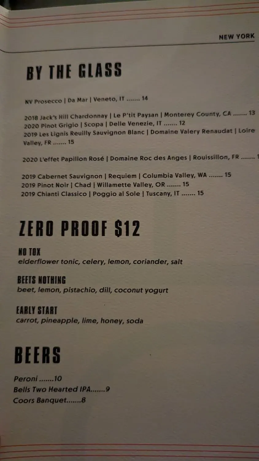 Jac's on Bond Menu - Updated October 2025