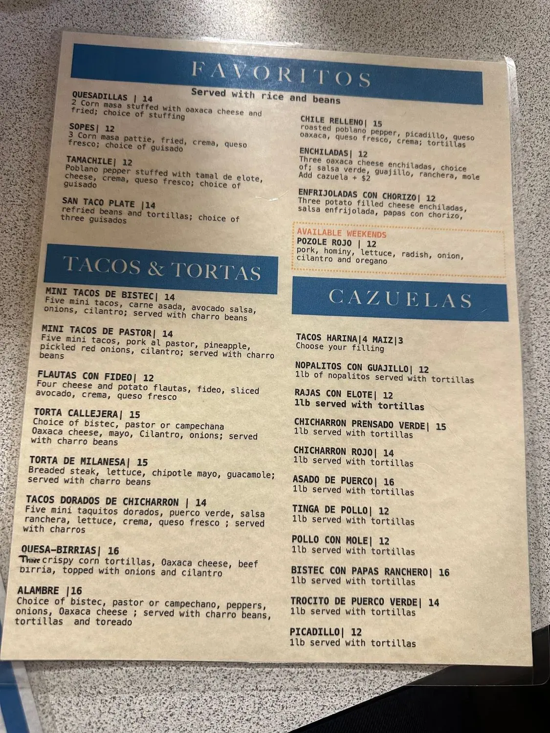 Menu 1