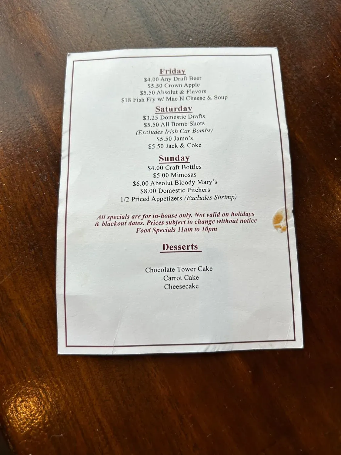 Menu 5