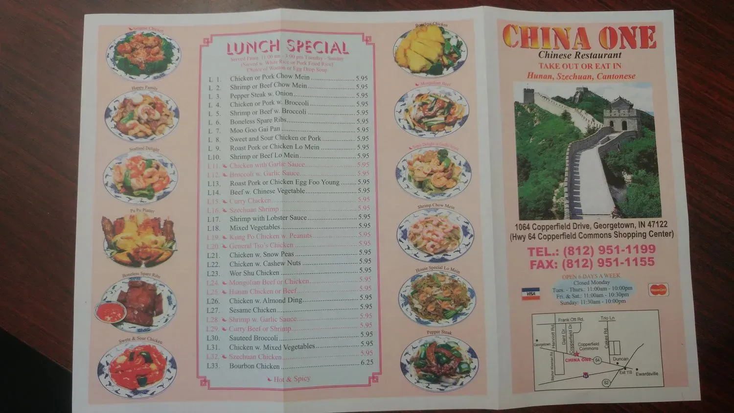 China One Menu - Updated October 2025