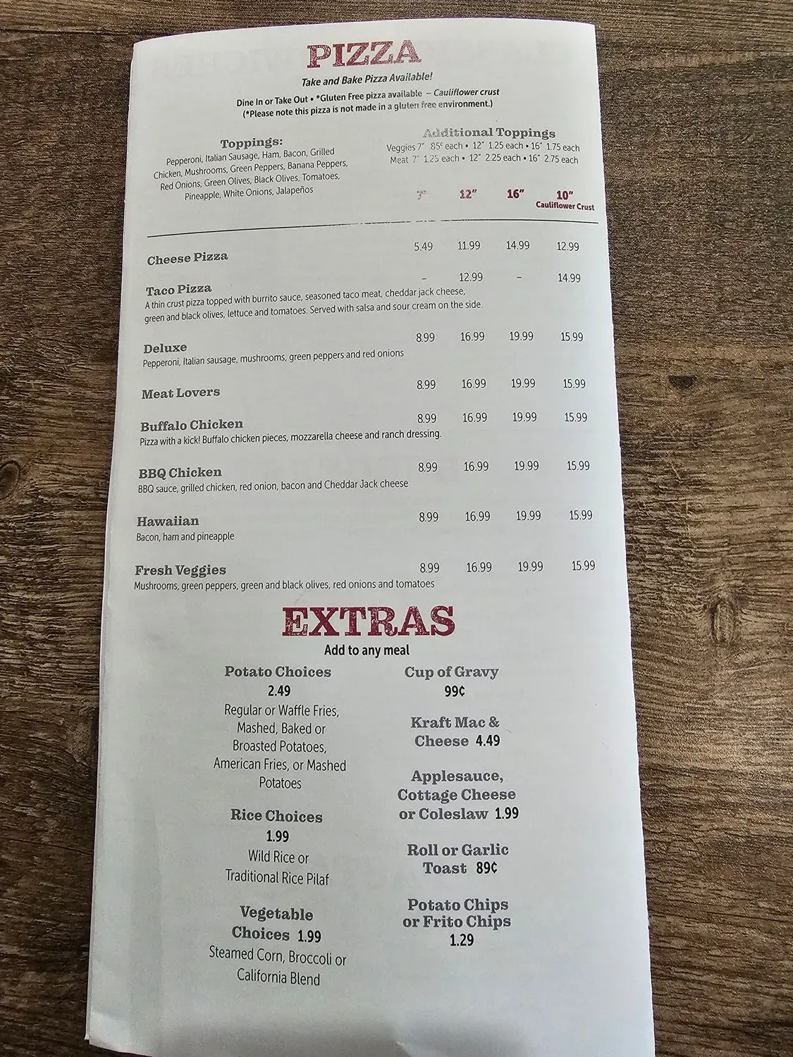Hawk's Nest Menu - Updated October 2025