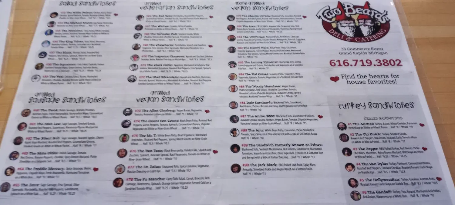 Two Beards Deli Menu - Updated October 2025