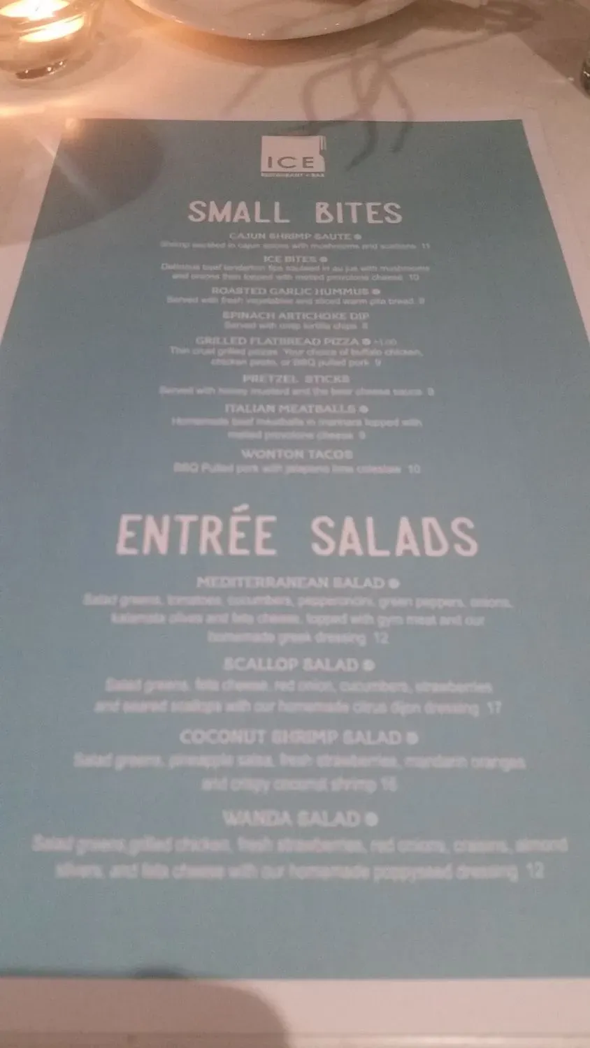 Ice Restaurant Menu - Updated October 2025