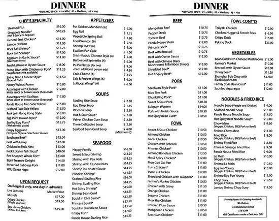 Panda House Chinese Restaurant Menu | Saginaw, MI | Checkle