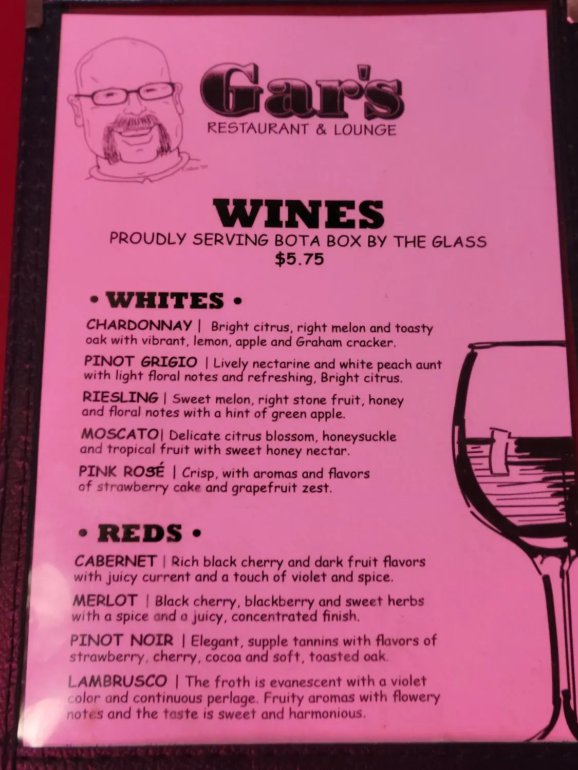 Gar's Lounge Menu - Updated October 2025
