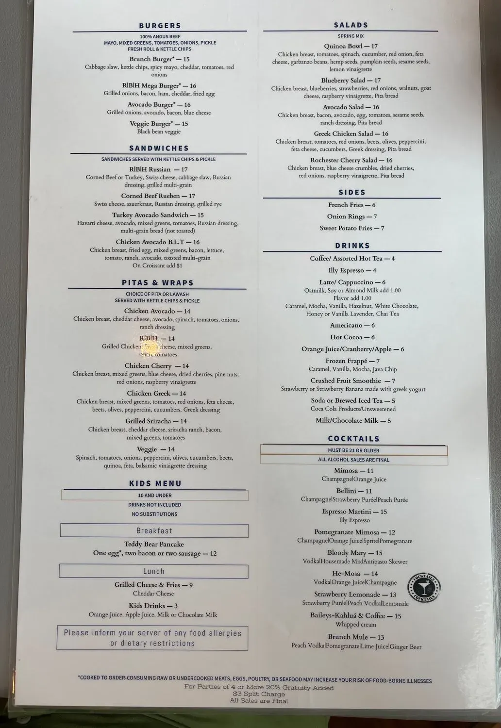 Rochester Brunch House Menu - Updated October 2025
