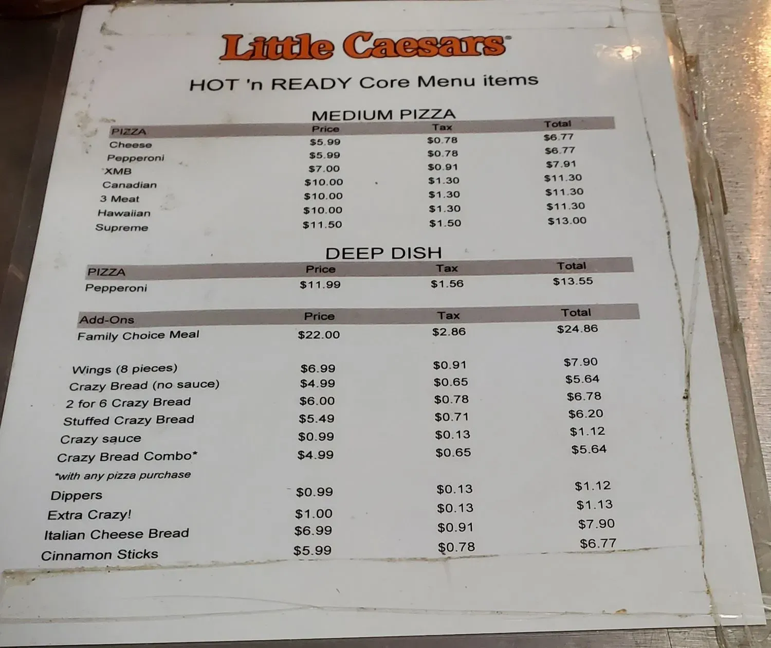 Menu 1