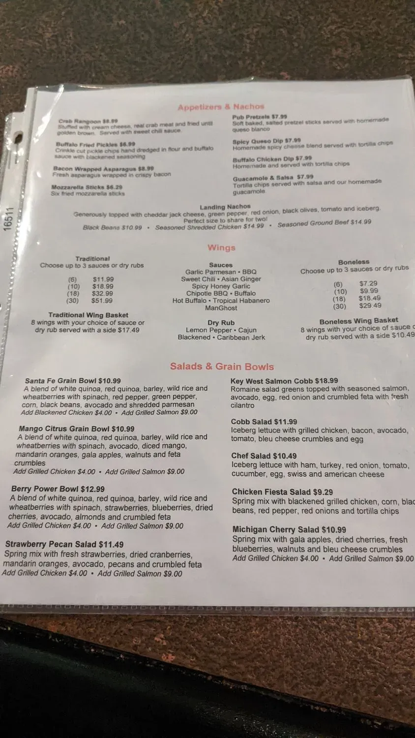 Coty's Landing Menu - Updated October 2025