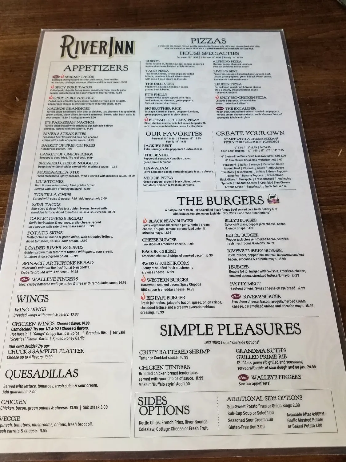 River Inn Bar & Grill Menu - Updated October 2025