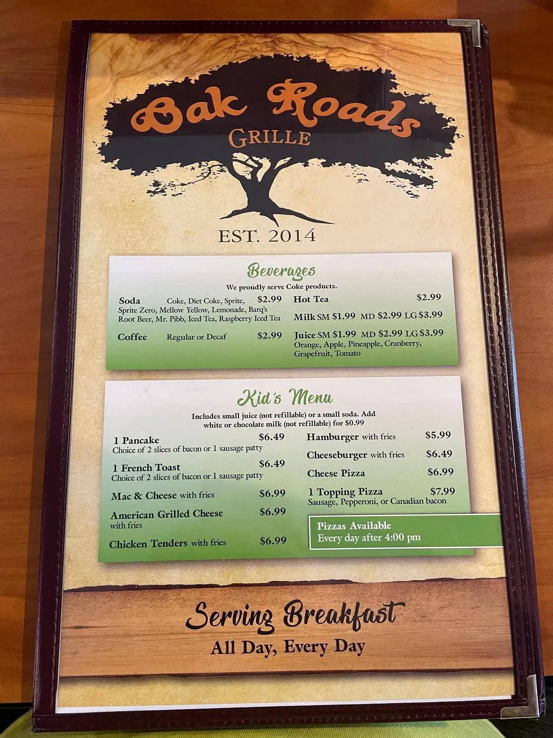 Oak Roads Grill & Bar Menu - Updated October 2025